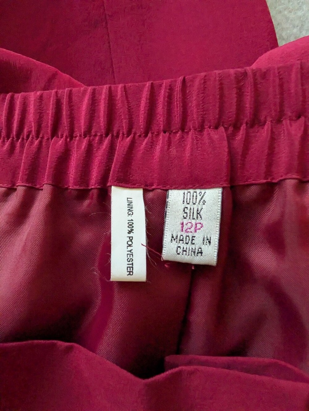 Vintage 100% Silk Pleated Trousers Burgundy Wine Purple 12P/28 Waist High Rise image 5